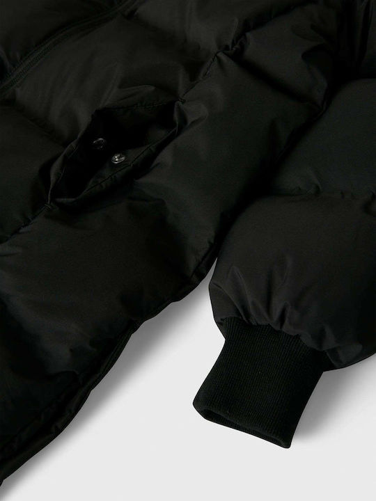Kinderjacken & Winterjacken Gesteppt Lang mit Kapuze Schwarz