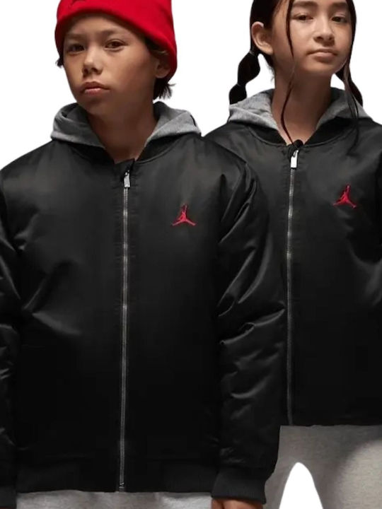 Kids' Sports Jacket with Lining & Hood Black