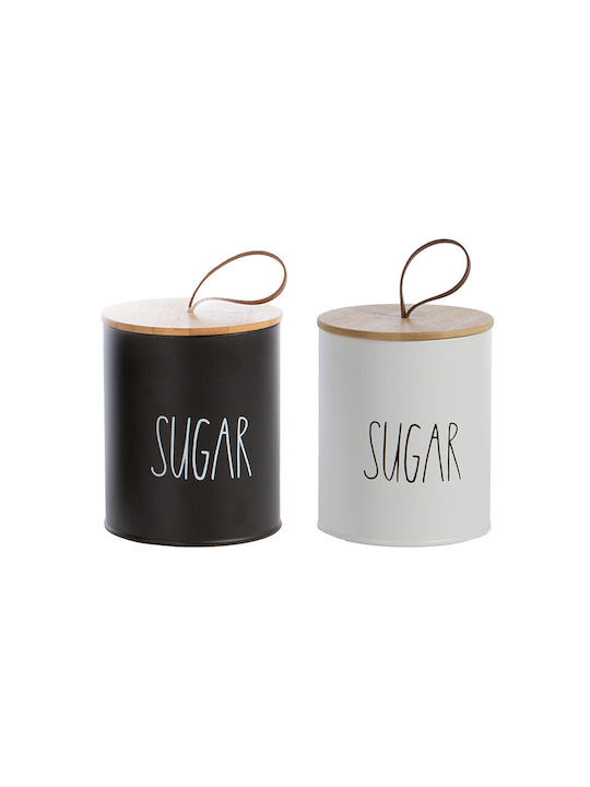 Nef-Nef Homeware Sugar Jar for Sugar with Metallic White Lid 10.4x10.4x13cm 1 Piece