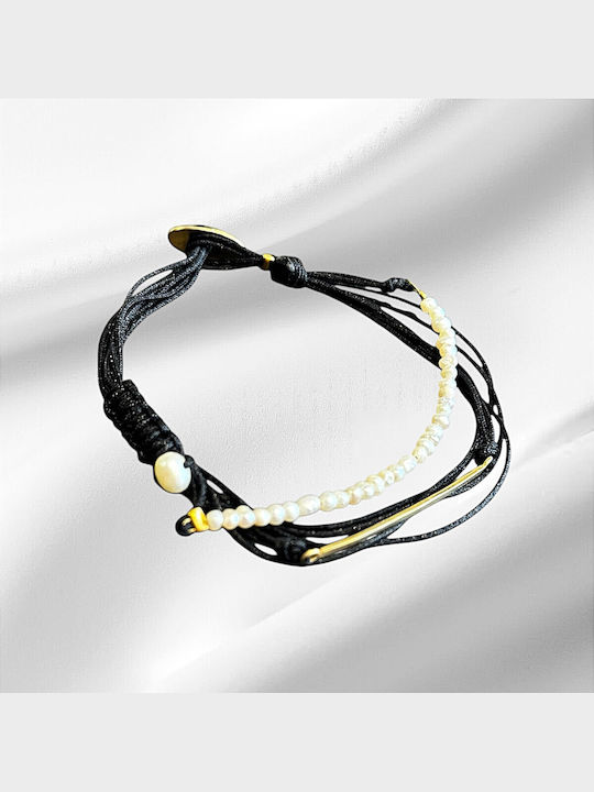 Women's Bracelet from Cord with Pearls 19cm