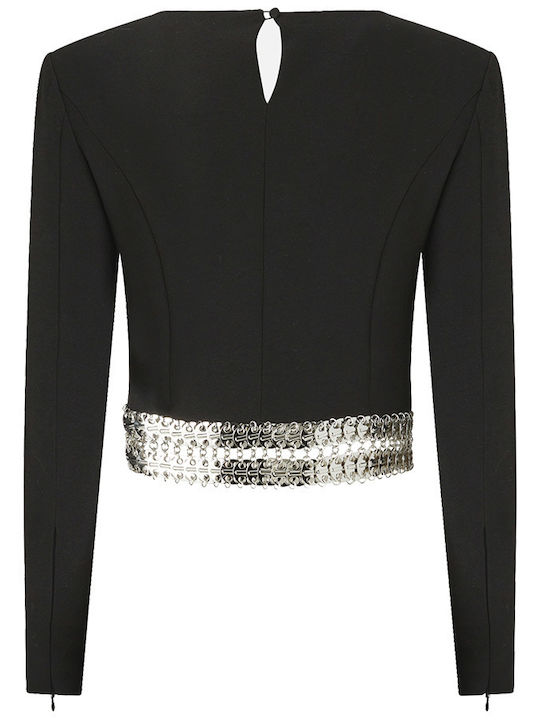 Yanira Women's Crop Top Long Sleeve Black