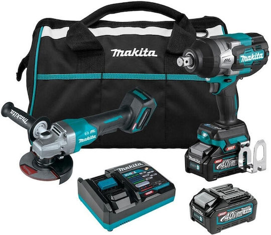 Makita DK0139G202 Set Angle Wheel & Impact Driver with 2 Batteries 4Ah and Case