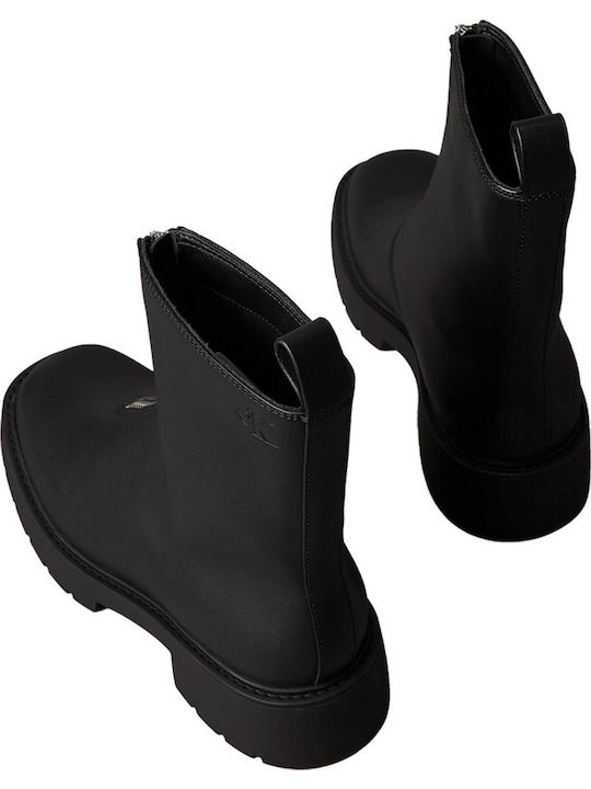 Leather Women's Ankle Boots with Medium Heel Black