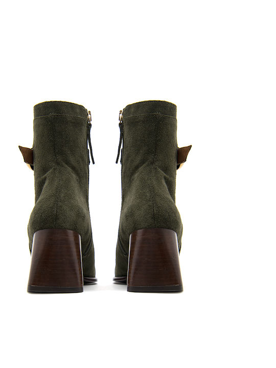 Suede Women's Ankle Boots Khaki