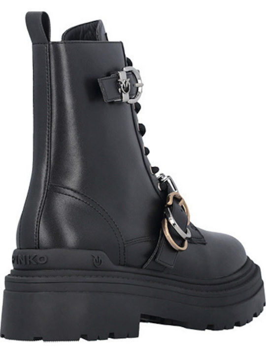 Mia 19 Leder Stiefeletten Damen Schwarz