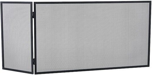 Home & Camp HCFT4346 Metallic Fireplace Screen with 2 Panels 90x30x50cm Black