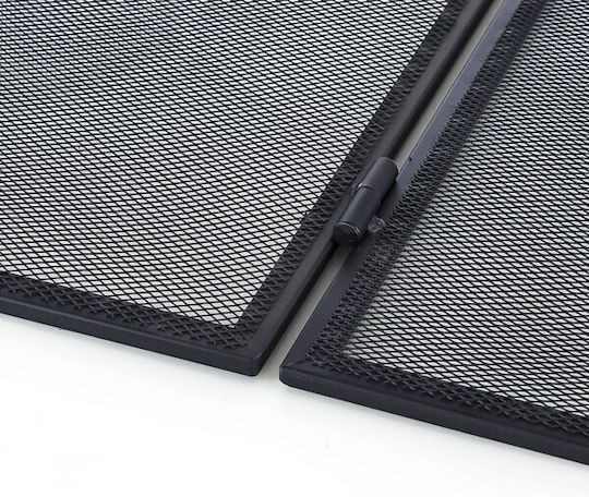 Home & Camp HCFT4346 Metallic Fireplace Screen with 2 Panels 90x30x50cm Black