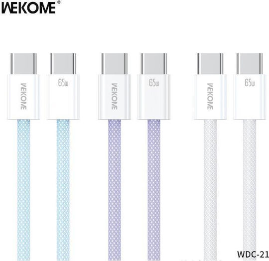 Technovo USB 2.0 Cable USB-C male - USB-C 66W PD Μπλε 1m