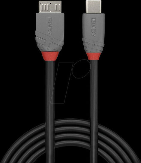 Lindy Anthra Line USB 2.0 Cable USB-C male - micro USB-B Μαύρο 1m 36621
