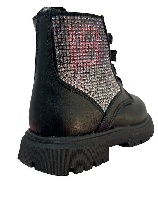Leather Kids Boots with Zipper Black