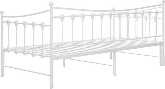 Single Metal White Sofa Bed for Mattress 90x200cm
