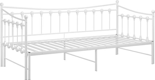 Single Metal White Sofa Bed for Mattress 90x200cm