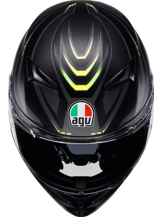 AGV K3 Syth Mat Black/Yellow Motorcycle Helmet Full Face ECE 22.06 1550gr with Pinlock and Sunvisor