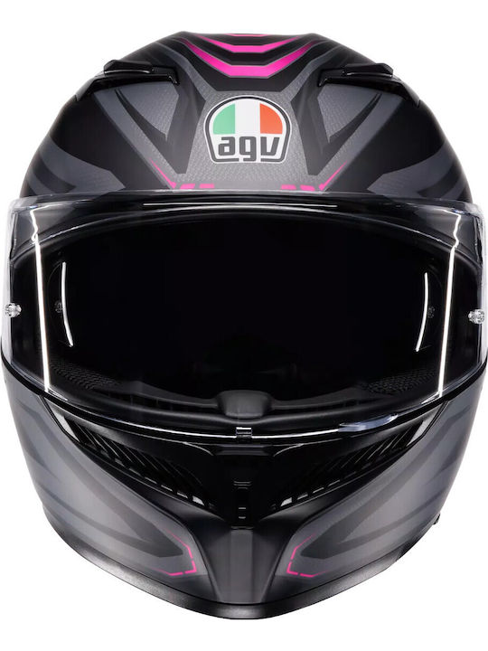 AGV K3 Syth Mat Black/Pink Motorcycle Helmet Full Face ECE 22.06 1550gr with Pinlock and Sunvisor