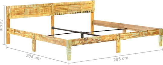 Κρεβάτι King Size Ξύλινο Μπεζ για Στρώμα 200x200cm