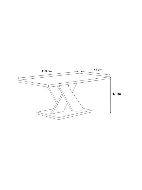Rechteckiger Zentral Kaffeetisch Marcello Holz Anthrazit M110xL55xH48cm