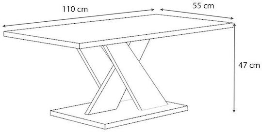 Rectangular Central Coffee Table Marcello Wooden Anthracite L110xW55xH48cm