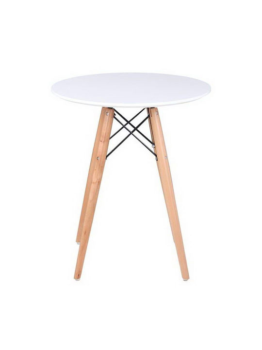 Round Side Coffee Table Art Wooden Beige W60xL60xH68cm E7082,1