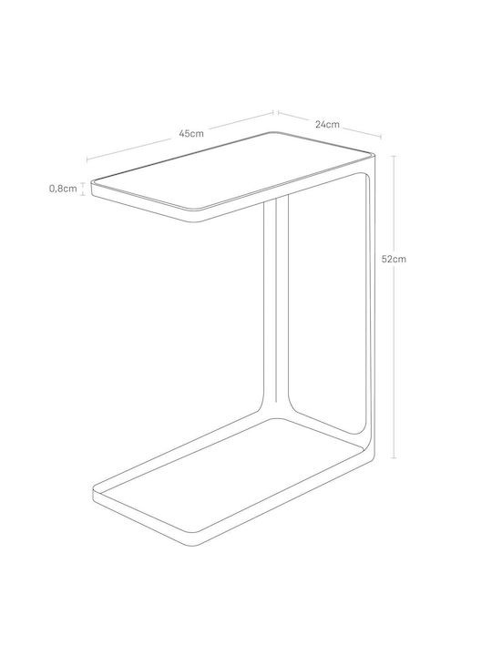 Rectangular Side Table Frame C-Shaped from Solid Wood White / Natural L24xW45xH52cm.