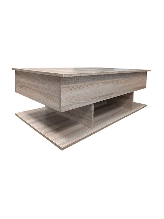 Rectangular Central Coffee Table Linda Wooden Natural W116.5xD70xH40cm