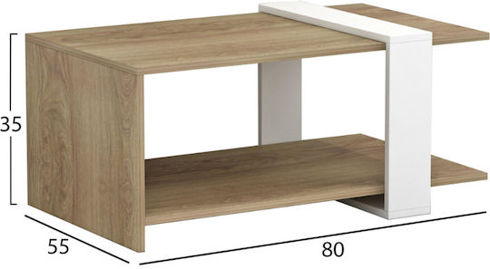 Rechteckiger Zentraler Kaffeetisch Wilma Holzbeige M80xT50xH35cm