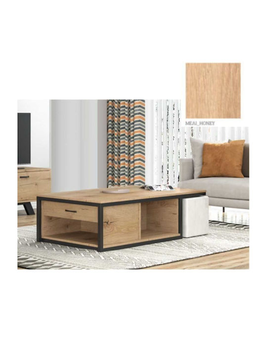 Rectangular Central Coffee Table No 17 Wooden with Drawers Honey M119xW66.5xH38cm