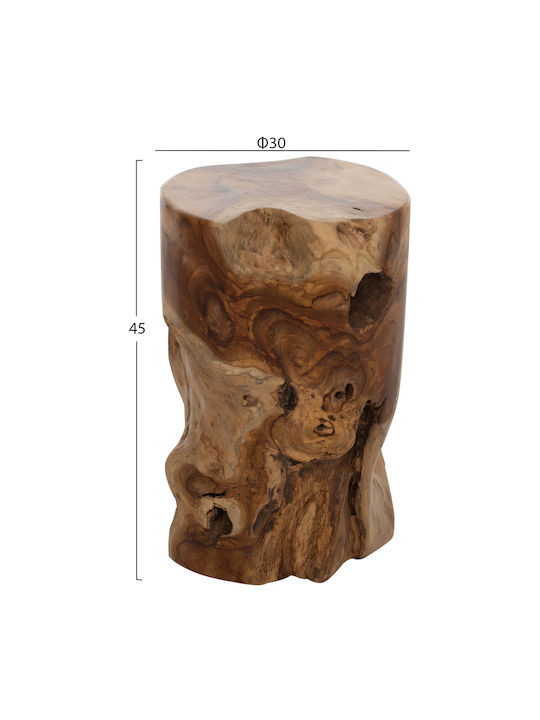Round Side Coffee Table Made of Solid Wood Beige W30xL30xH45cm