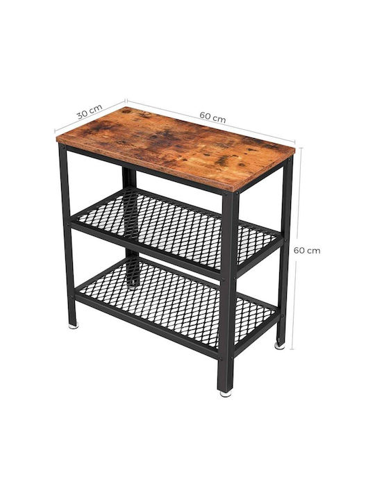 Rectangular Side Table Wooden Metal M60xW30xH60cm