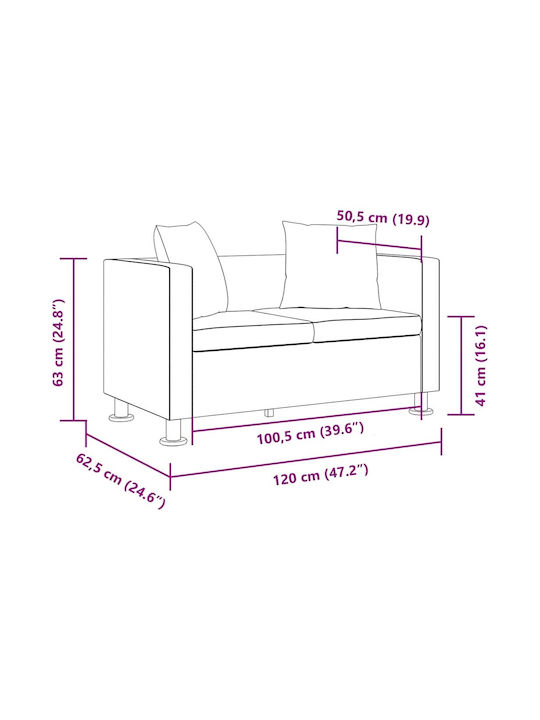 Διθέσιος Καναπές Δερματίνη Λευκός 120x62.5x63εκ.