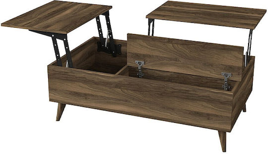 Rectangular Central Coffee Table Roy Wooden with Lifting Mechanism Brown W121xL69xH40cm