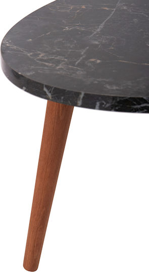 Ovales Zentral Kaffeetisch Vital Holz Schwarz Marmor-Kirschbaum 90x50x42cm