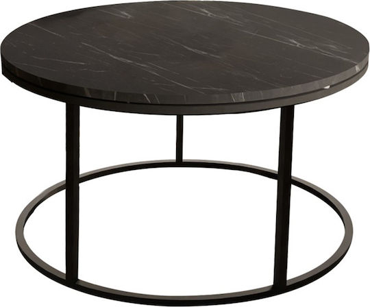 Runder Zigon Set Drion Holz Schwarz Marmor 60x60x40 cm