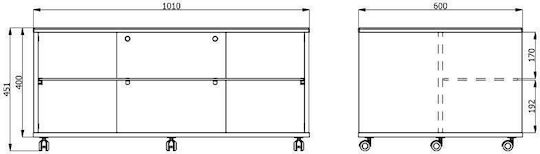 Masa Centrală Rectangulară Bert Din Lemn Cu Roți Albă L101xL60xÎ45cm