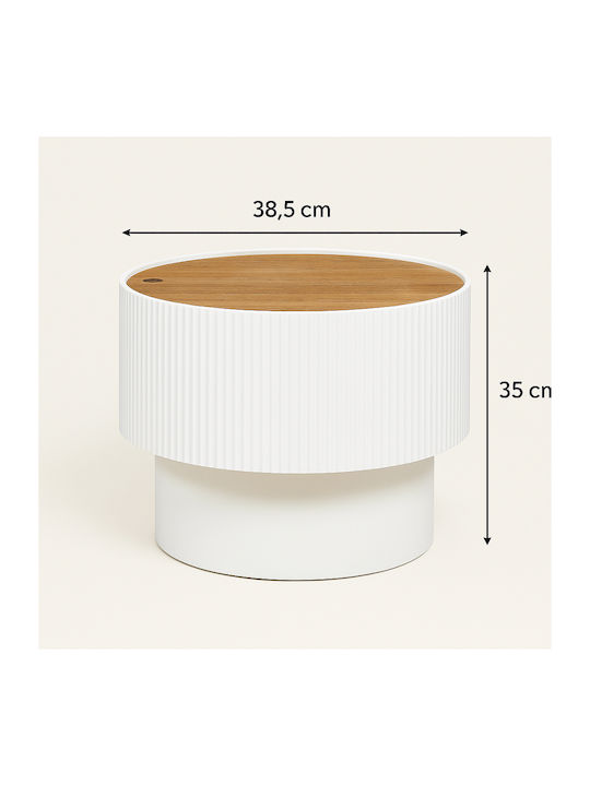Round Side Coffee Table Enola Wooden White W38.5xL38.5xH35cm
