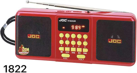 Joc 818224 Φορητό Ραδιόφωνο Επαναφορτιζόμενο με USB Κόκκινο