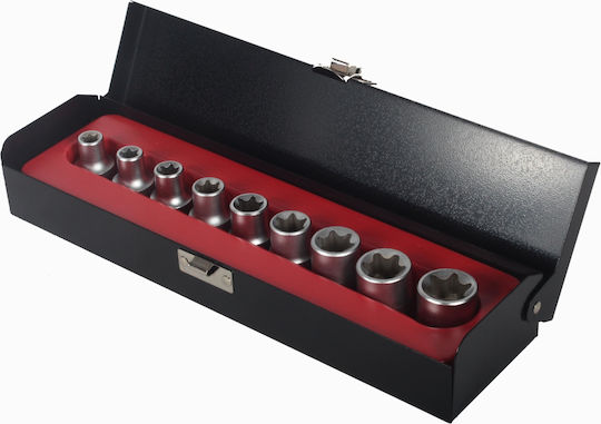 Set 9 Tubular Sockets Bass Polska Torx 1/2”