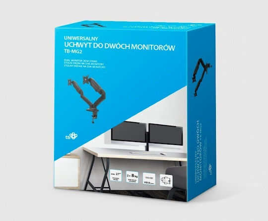 TB Print Stand Desk Mounted for 2 Monitors up to 27" with Arm (TB-MG2)