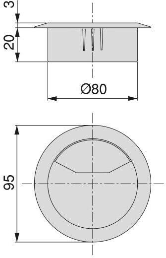 Round Desk Grommet Hafele Φ-80mm Plastic Chrome 234-42997240cr