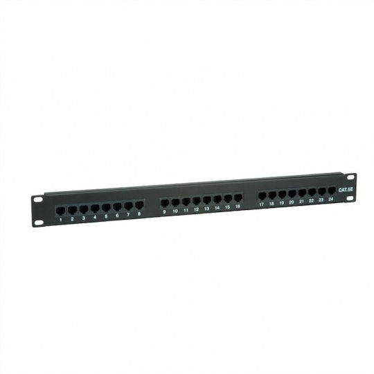 Value Patch Panel για Rack 1U 19" 24 Θυρών cat5e Μαύρο