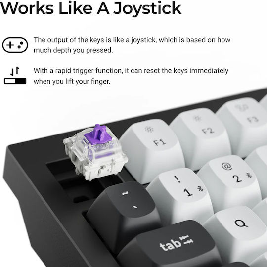 Keychron Q6 HE Fără fir Efect Hall Gaming Tastatură cu Custom Purple comutatoare și iluminare RGB (Engleză US)