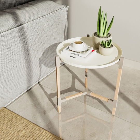 Runder Beistelltisch Beige M46xB46xH53cm