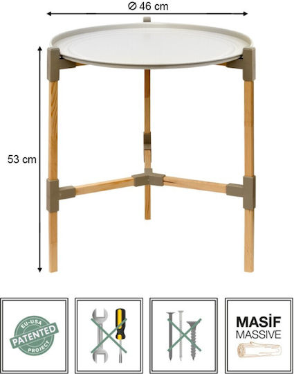 Runder Beistelltisch Beige M46xB46xH53cm