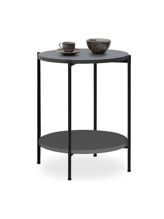 Round Side Table Nalda Wooden Anthracite 43x43x56.5 cm