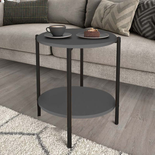Round Side Table Nalda Wooden Anthracite 43x43x56.5 cm