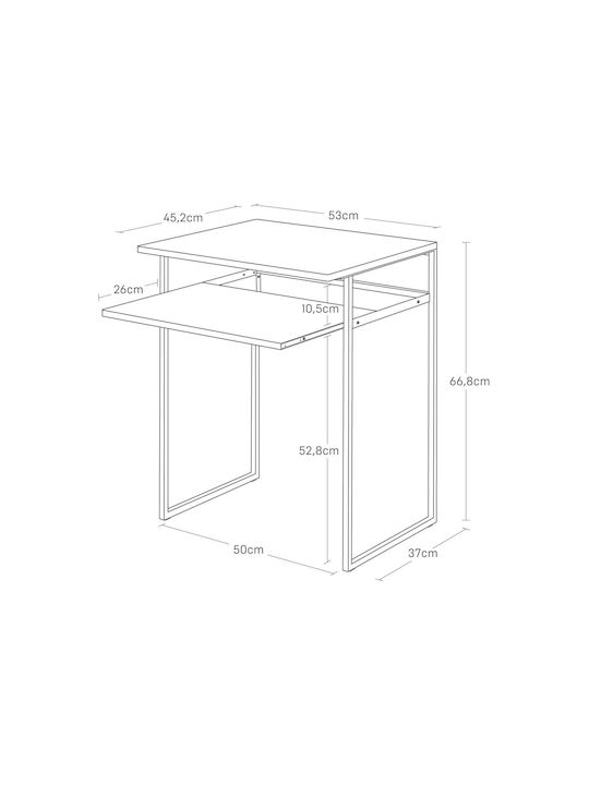 Rectangular Side Table Metal Black/brown L53xW45.2xH66cm.
