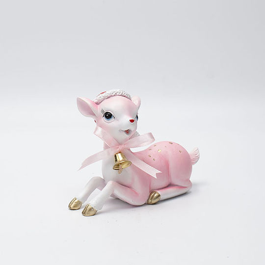 Eurolamp Christmas Plastic Figure Deer Pink Length 9.7cm