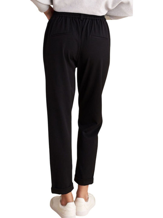 attrattivo Damen Hoch tailliert Stoff Hose Schwarz