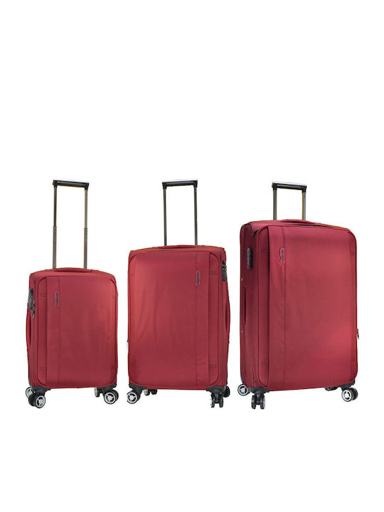 Forecast 3678 Forecast Suitcases Red with 4 Wheels Set of 3 Pieces