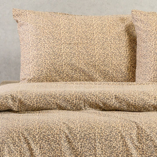 Melinen Keshia Bed Sheet Set for Single Bed with Rubber Hugger 100x200+30cm Beige 3 Pieces