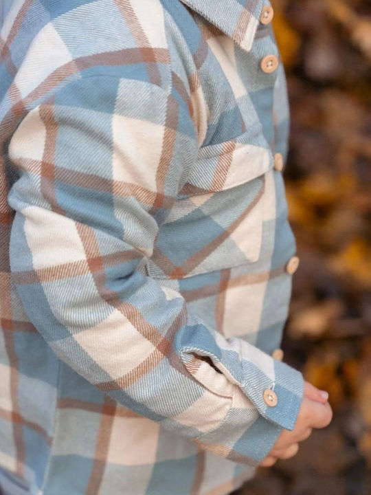 Tricou Pentru Copii Carou Cu Mânecă Lungă Stone Blue
